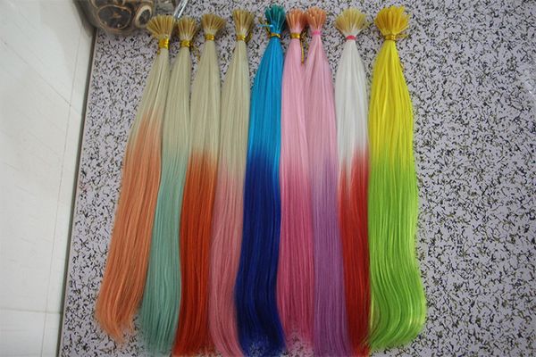 Synthetic Colorful Hair Extension 16inch Ombre Color I Tip Hair