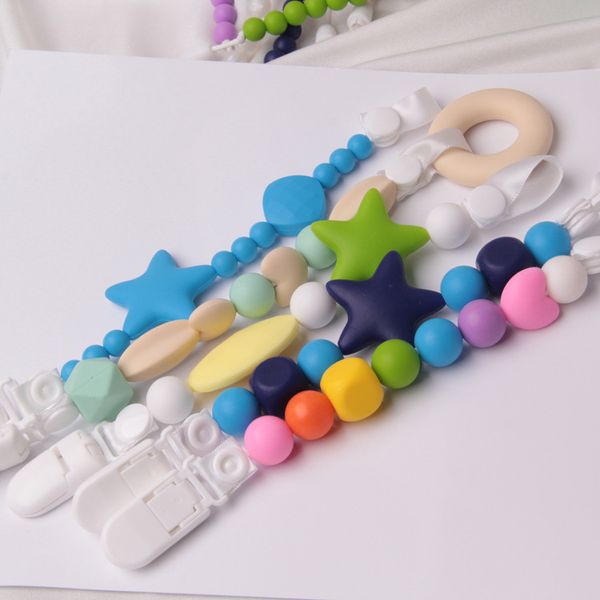 

personalised dummy soother pacifier clip holder string chain teething pendant clips
