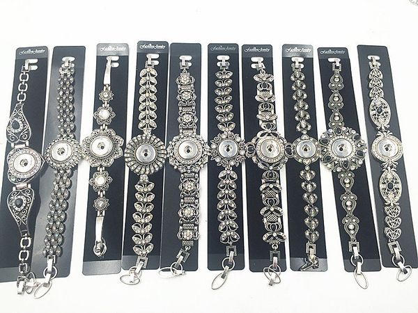 

Exquisite Ginger Snap Jewelry 10pcs Lots Mix Style Vintage Snap Charm Bracelet Fit 18MM Interchangeable Snap Button
