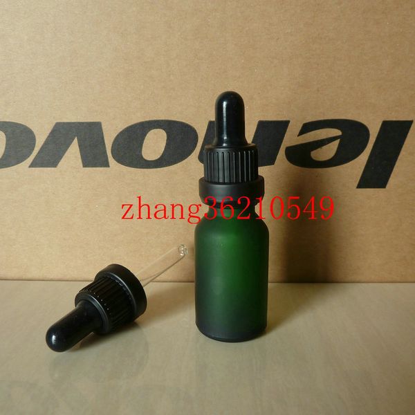 

15ml green frosted Glass Essential Oil Bottle With black plastic burglarproof dropper cap.Oil vial, Essential Oil packing