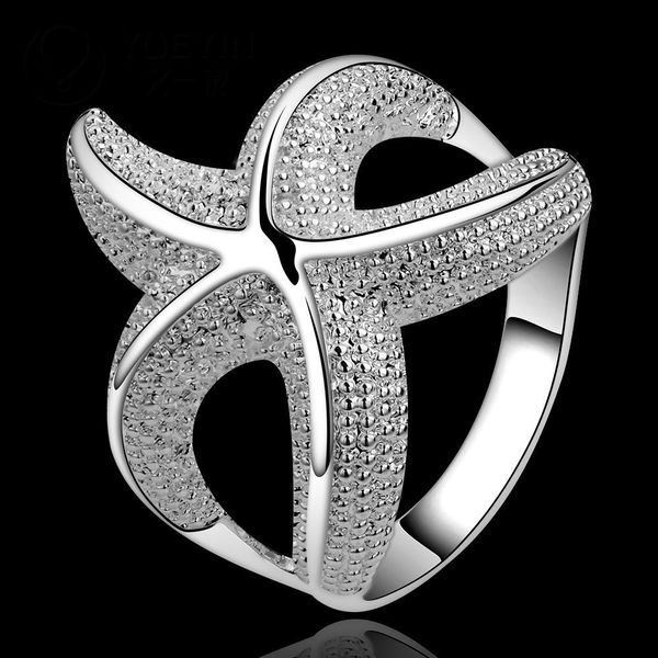 

wholesale- silver rings fashion jewelry sea star hurge fashion starfish shape men wedding ring for women smtr538, Golden;silver