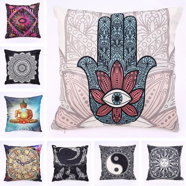 

multicolor 8 designs cushion cover zen buddha statues totem cotton pillow cover home decor pillow case cotton and linen pillowcase