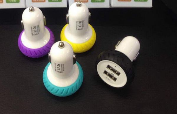 

silicon tyre 3.1a dual usb car charger universal charging adatper for mobile phone samsung galaxy s6 apple iphone5 6 ipad player