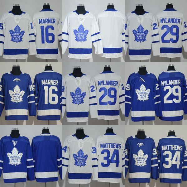 

29 William Nylander 2017-2018 Toronto Maple Leafs 34 Auston Matthews 16 Mitchell Marner Hockey Jerseys Men White Blue