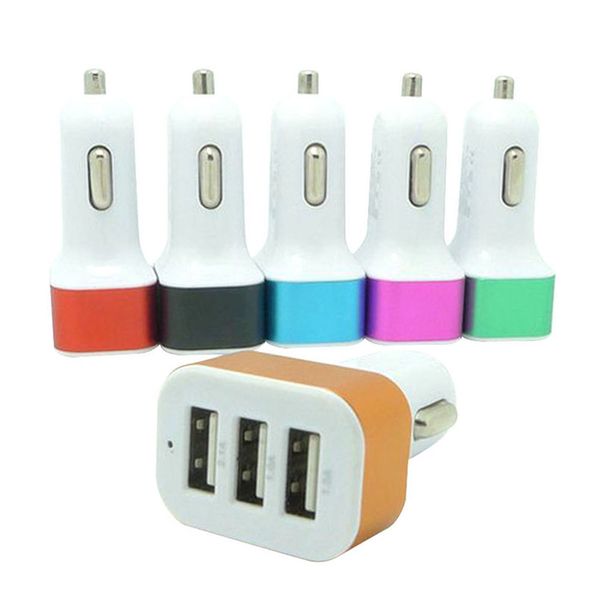 Atacado 50 pçs / lote Universal 4.1A 12 V 3 Porta USB Adaptador de Carregador de Carro de viagem para iphone 5 s 6 samsung s4 s5 nota 4 telefone móvel inteligente