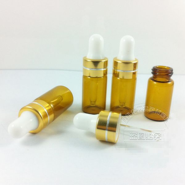 

100pcs/lot 3ml eye dropper bottle amber essential oil bottle/vials with glass dropper