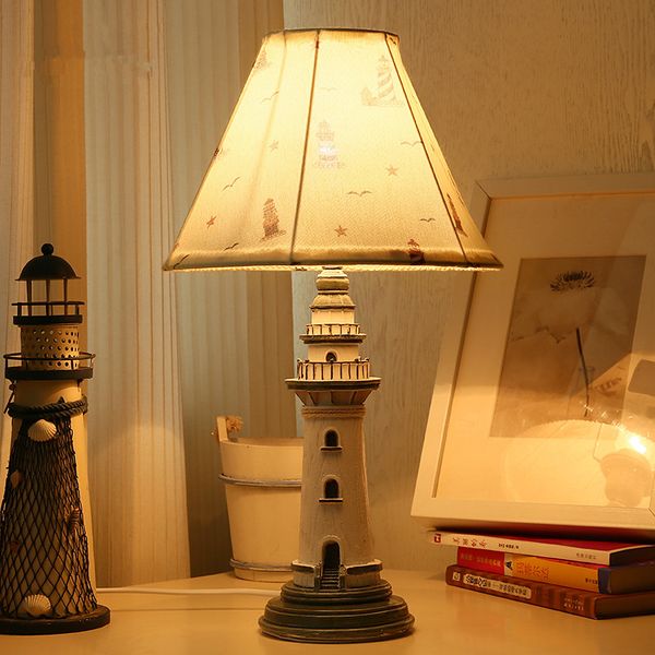 2018 Mediterranean Rural Resin Lighthouse Table Lamp Children 1 Piece Mediterranean Rural Resin Lighthouse Table Lamp Children Bedroom Berth Desk Students