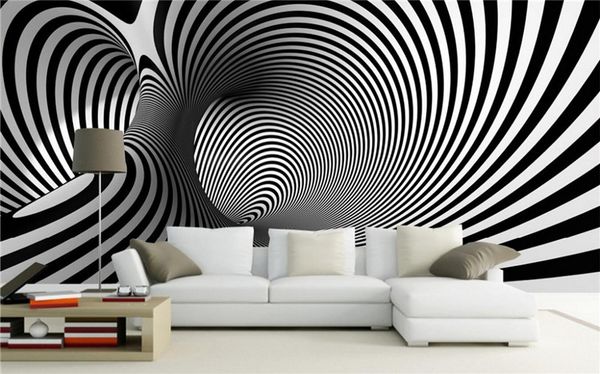Black White Abstract Screw Artistic Backdrop Sofa Bedroom Wallpaper Mural Study Arcade 3d Abstract Wall Murals Papier Peint 3d High Resolution