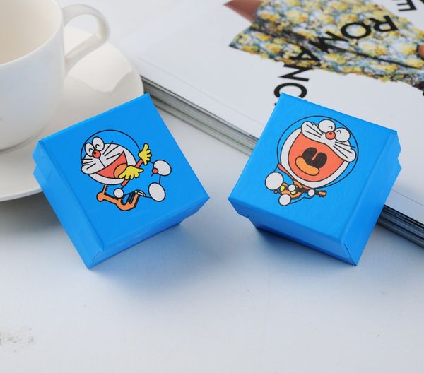 

[simple seven] (30pcs/lot) sky blue jewelry box, doraemon lovers ring box, lovely comic gift package,cute cartoon pendant case, Black;white