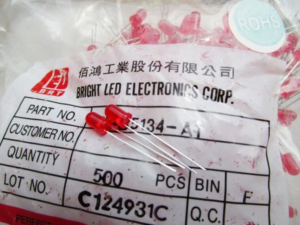 Taiwan BRIGHT 5MM lampada a led rossa perline capelli rossi evidenziazione rossa assolutamente autentica