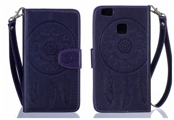 Para huawei p9 lite caso flip capa luxo em relevo couro dreamcatcher pavão para huawei p9 lite flip capa capa