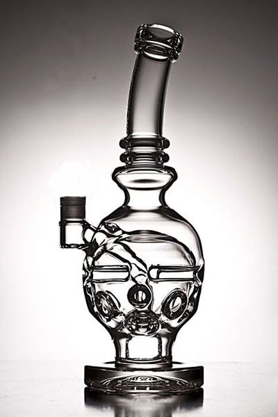 Dicker Schädel Glas Bongs Fab Ei Recycler Bohrinseln Glas Wasserrohr Rauchpfeifen Hookahs 2 Funktion Bong 14 mm Joint