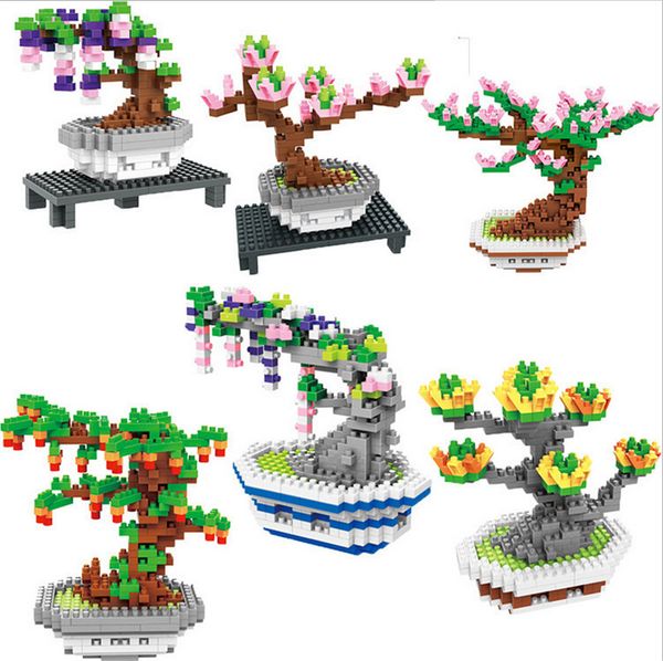 

BOB blocks new design 6 Models flowers Mini Potted plants Blocks set For Children cherry blossoms Building Kits rose Creator Block 9557-9562