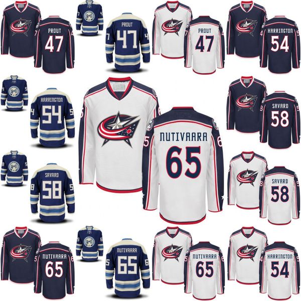 

Columbus Blue Jackets Hockey Jerseys #47 Dalton Prout #54 Scott Harrington #58 David Savard #65 Markus Nutivaara Men/Youth Hockey Jersey