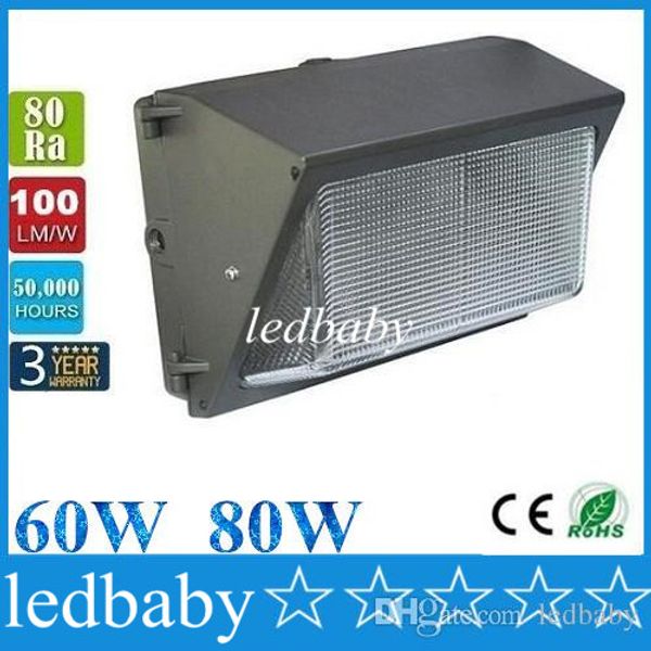 

cree led 60w 80w led wall pack outdoor wall mounted light pure white 5000k meanwell driver dlc etl listed 90-277v