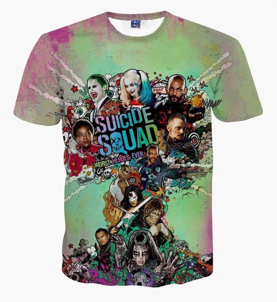 

wholesale-2016 new deadpool suicide squad women mens harley quinn joker t shirts 3d t shirt man summer movie t-shirt streetwear, White;black