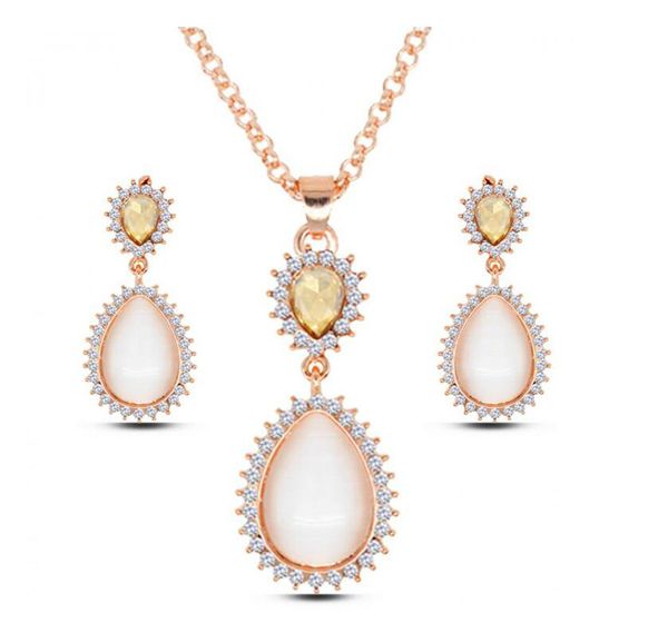 

капли воды опал комплект ювелирных изделий мода 2016 новые ожерелье серьги наборы для женщин лучший подарок ювелирных изделий высокого качес, Silver