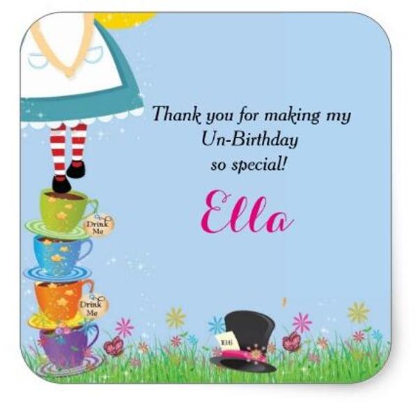 

1.5 inch alice in wonderland birthday party favor stickers