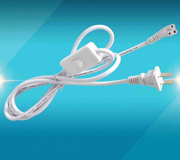 

wholesale-t8 t5 integrated lamp tube connector with switch power supply line led lamp socket plug connection line 100cm