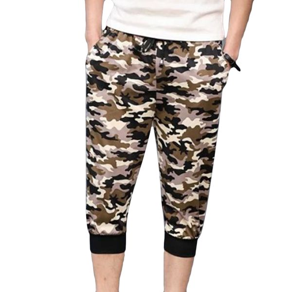 

wholesale-summer men large casual cropped trousers beach fashionable jogging/dancing light camouflage color ing, White;black