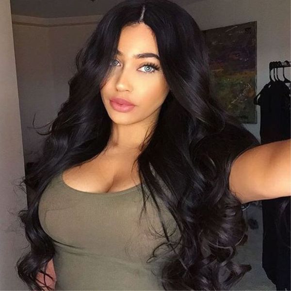 

beauty style long wavy hair wigs wholesale price heat resistant synthetic lace front wig with baby hair for african american black women