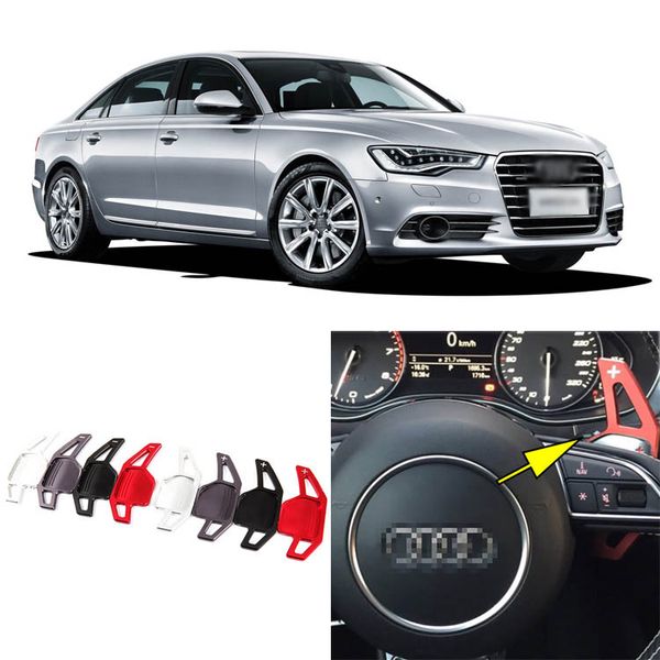 

2pcs brand new alloy add-on steering wheel dsg paddle shifters extension for audi a6l