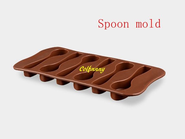 100 pçs / lote transporte rápido 6 colheres forma de moldes de chocolate silicone diy decoração do bolo moldes geléia de gelo molde de cozimento molde do bolo