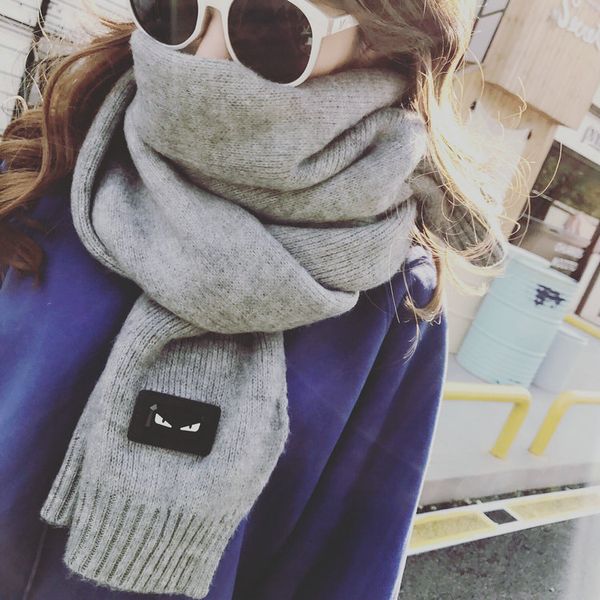 

2017 autumn and winter new pure color imitation cashmere scarf fashionable warmth scarf lady's shawl, Blue;gray