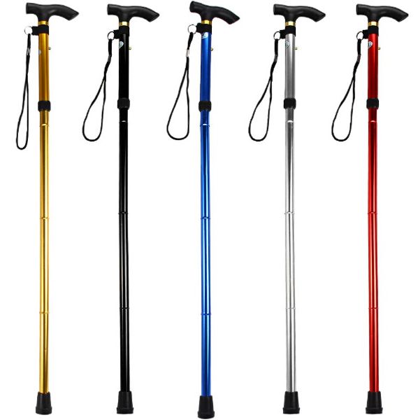 

ultra-light 4-section aluminum alloy adjustable canes outdoor camping hiking walking sticks ing