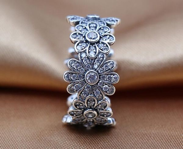 

новый 100% подлинный стерлингового серебра 925 кольца с ясно cz старинные цветок женщины diy подвески подходит для pandora ювелирные изделия, Silver