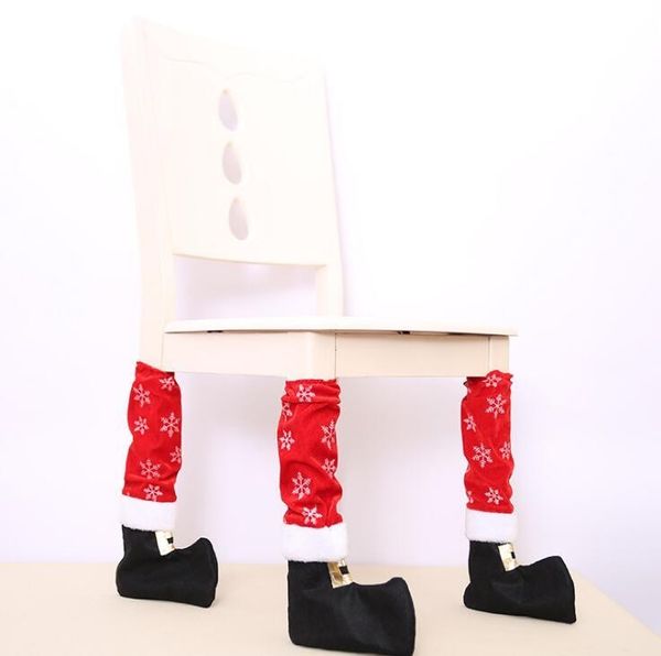 Santa Table Feet Cover Set High Quality Christmas Chair Feet Sets