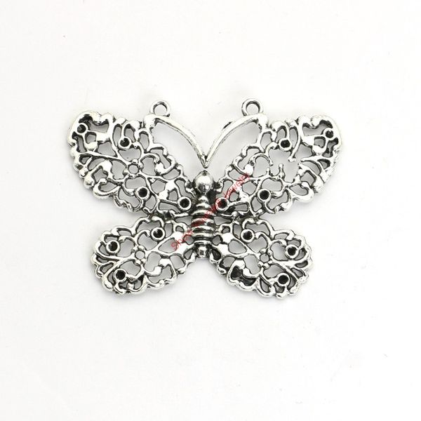 

4pcs tibetan silver plated hollow butterfly charms pendants for bracelet jewelry making diy necklace craft 53x48mm, Bronze;silver