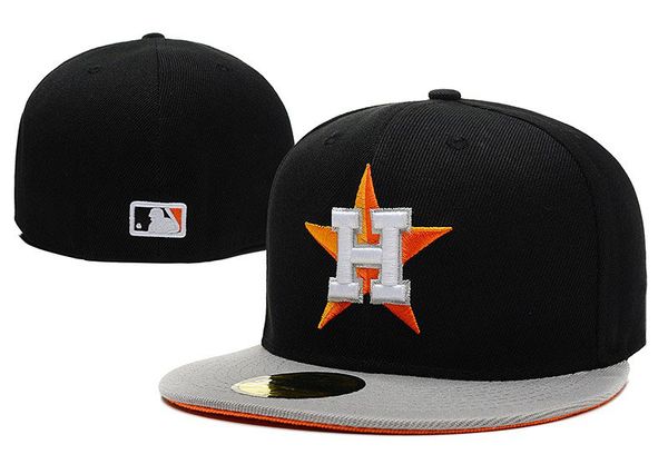 

2019 Men's Houston Astros Sport Fitted Hats With Black Top Gray Visor Team Logo Embroidery Fashion New Baseball Full Closed Caps