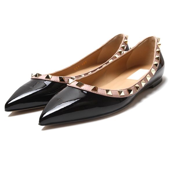 

New 2016 shoes European style Rivet Fashion Single Shoes women flats ballerina loafers Fashion Brand High quality free shipping