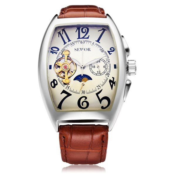 

wristwatch mechanical watch watch dress steel stainless clock self winding with date mens automatic brand business wholesale fashion w0 kavu, Slivery;brown