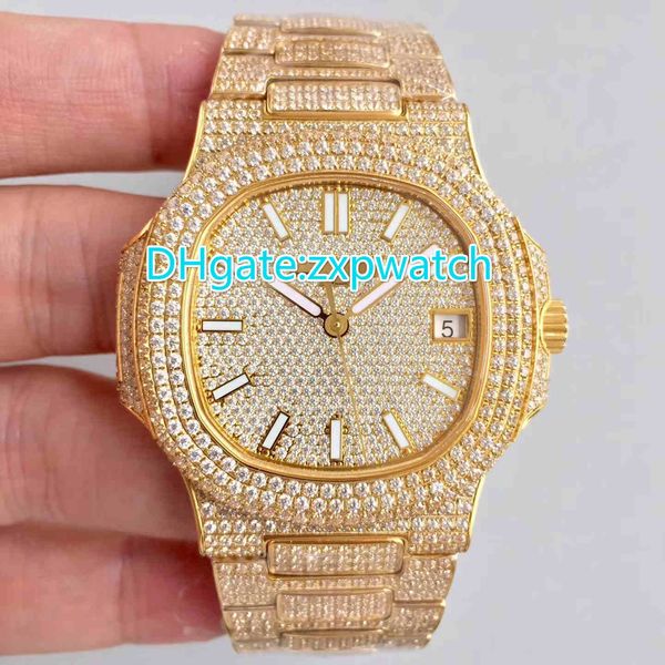 

Full iced out hip hop rapper watch fa hion automatic grade men 039 luxury wri twatch tainle teel diamond 40mm watche