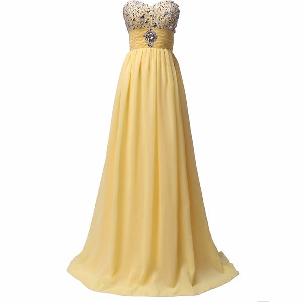

Simple Style Sweetheart 2019 Newest floor length evening gown prom dress yellow lace A-line long dresses Sexy Formal Evening Dresses