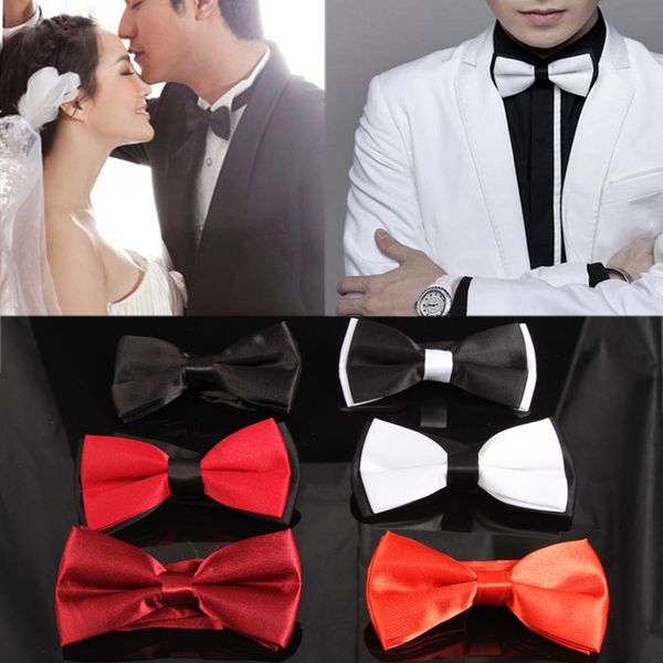 

wholesale-fashion new mens tie adjustable plain bow tie pre tied wedding bow tie for evening party 6 colors drop shipping tie-018, Black;purple