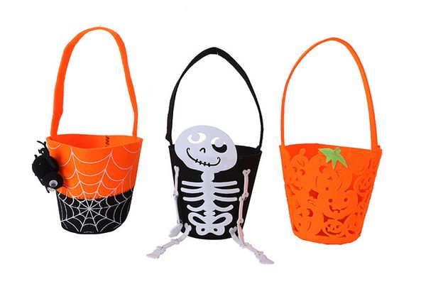 Vendita più calda Pazza Halloween Borsa a mano Festa per bambini Sacchetti di caramelle Costume Scheletro Borsa da zucca Festa Spedizione DHL / Fedex