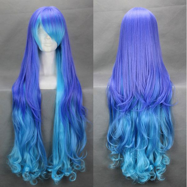 

Серия Vocaloid анти-infin . Голич лука Cospaly парик синий смешанный длинные синтетические волнистые волосы парик