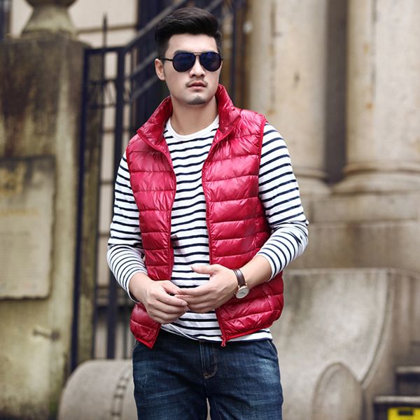 

fall-2016 new men vest ultra thin and light men's sports vests men jacket 90% duck down men outwear coat, Black;white