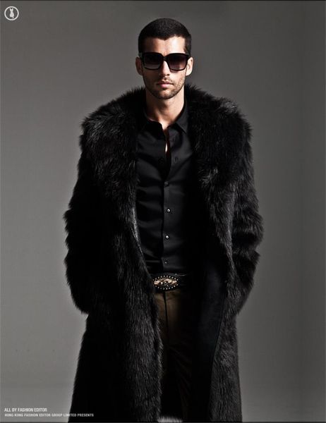 

fall-s-4xl 2017 new style men's leather long section of faux fur in autumn and winter coat thick fur coat, Black;white