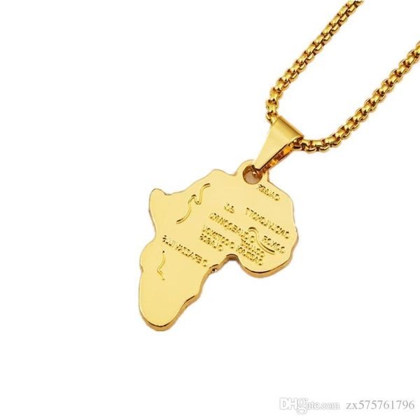 

fashion male rock micro rap hip hop necklace gold charms map pendant design mens jewelry 29.5inch box chain punk men necklaces, Silver