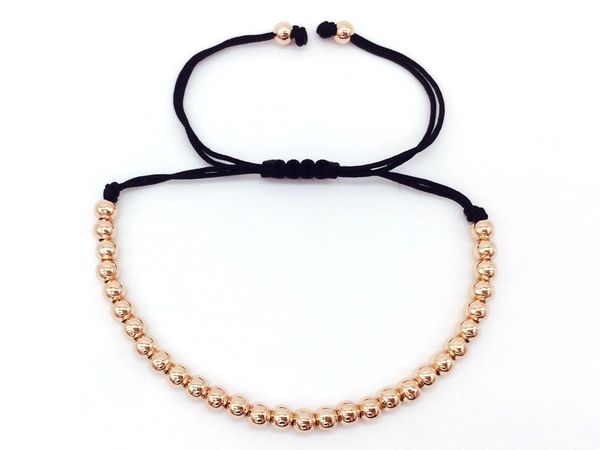 

brand anil arjandas 4mm copper round beads macrame braided men bracelets for men women jewelry gift gold, Black