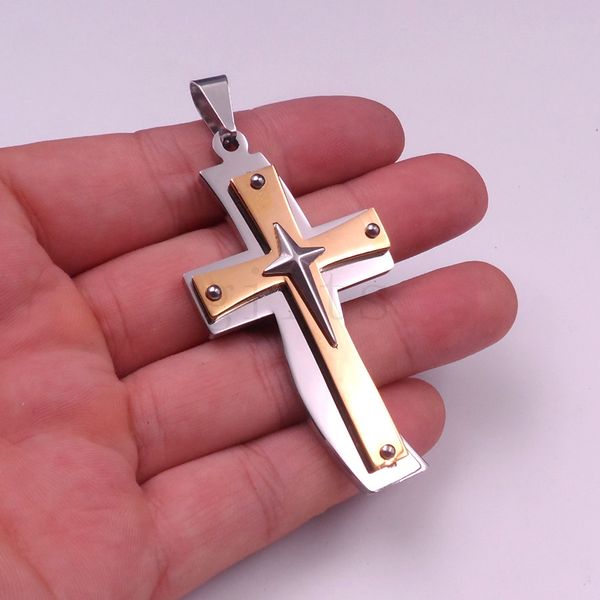 

men's jewelry curved cross pendant men's fashion necklace ball chain christian, Silver