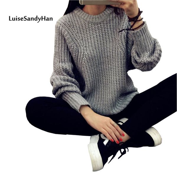 

wholesale- autumn 2015 and winter style pullover long sleeve knit sweater women, White;black