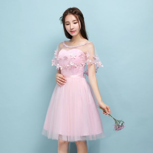 

2018 New Short Bridesmaid Dresses Women Strapless Wedding Prom Party Cocktail Elegant Evening Gowns Beautiful Cheap Dresses with Cape