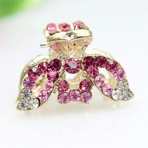 

wholesale-women lady leaf shape pink blue crystal rhinestone claw hair clip barrette hairpin hairwear clamp hair accessories gf339