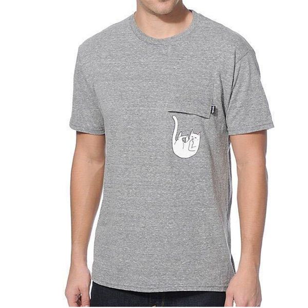 

Wholesale-2016 New Men Women Fashion Ripndip T-shirts skateboard Falling For Nermal Pocket cat T shirt Hip hop Brand Top Harajuku tee