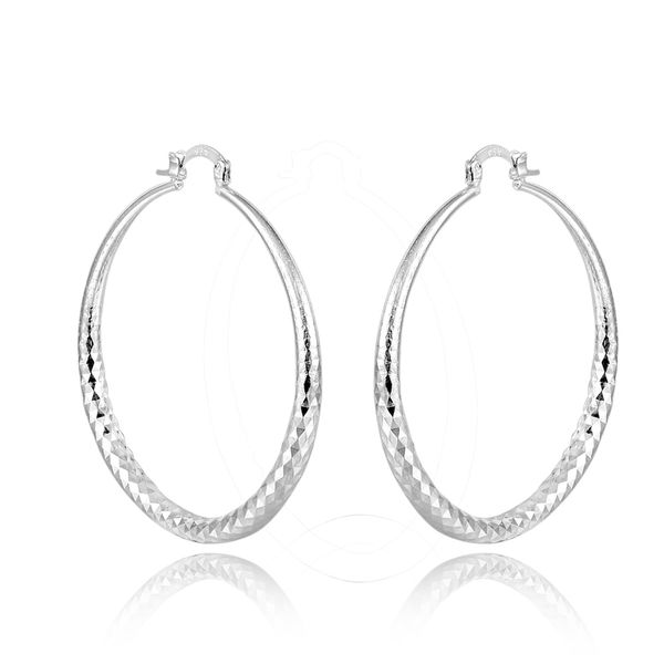 

женщин стерлингового серебра ювелирные изделия u-образный жаккардовый узор хооп серьги, Golden;silver